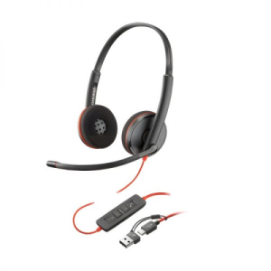 HP Auriculares estéreo Poly Blackwire 3220 USB-C + Adaptador USB-C/A