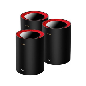 Cudy M3000 3-Pack Doble banda (2,4 GHz / 5 GHz) Wi-Fi 6 (802.11ax) Negro, Rojo 1 Interno