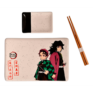 Set de ceramica con palillos para Sushi Demon Slayer Tanjiro & Giyu