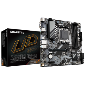 GIGABYTE A620M DS3H Placa base - Soporta CPUs AMD Ryzen 8000, VRM digital de 5+2+2 fases, hasta 7600MHz DDR5 (OC), 1xPCIe 4.0 M.
