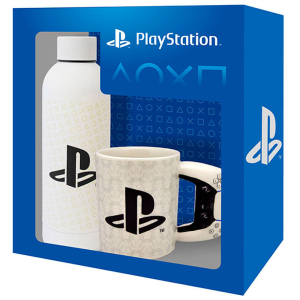Pack de Regalo Playstation (Taza 3D de ceramica de 300 ml + botella de acero inoxidable de 500 ml)
