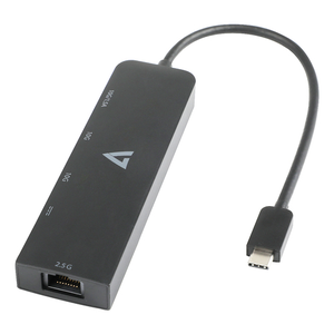 V7 Adaptador Ethernet 2.5 G USB-C macho a USB A hembra x 2, USB-C hembra x1, RJ45 hembra x1 negro