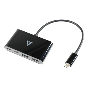 V7 USB-C macho a 2 x USB A hembra, 2 x USB-C concentrador hembra USB 3.2 Gen1 5 Gbps negro