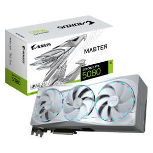GIGABYTE AORUS GeForce RTX 5080 MASTER ICE 16G Tarjeta Gráfica - 16GB GDDR7, 256 bits, PCI-E 5.0, 2805MHz Core Clock, 3 x DP 2.