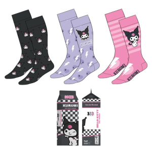 Set 3 calcetines Kuromi Hello Kitty adulto en GAME.es