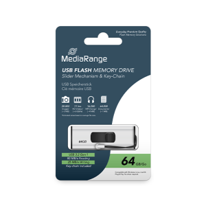 PENDRIVE 64GB USB 32 MEDIARANGE SILVER-BLACK PENDRIVE 64GB USB 32 MEDIARANGE SILVER-BLACK