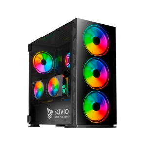 Savio PC Case Prime X1 ARGB Glass Black Midi Tower Negro