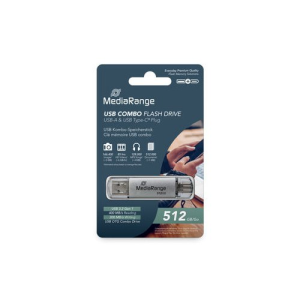 MediaRange MR940-1 unidad flash USB 512 GB USB Type-A / USB Type-C 3.2 Gen 1 (3.1 Gen 1) Plata