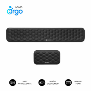 SUBBLIM Pack ERGO AIRPADDING Negro Reposamuñecas Teclado Raton Espuma viscoelastica 65 D Tejido AirMesh transpirable Base