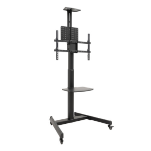 TooQ “COMETA” Soporte de Suelo con Ruedas con Regulación de Altura para Pantallas 37"- 70", Rotación 90°, Negro
