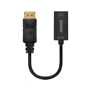 Savio AK-62 adaptador de cable de vídeo 0,2 m DisplayPort HDMI Negro
