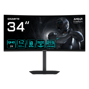 GIGABYTE GS34WQCA Monitor Gaming Curvo 34 WQHD 3440 x 1440 1500R 120Hz 1ms 300 cd m² FreeSync Premium HDR Ready HDMI 2