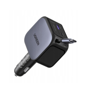 UGREEN 145W 3C1A FAST CAR CHARGER WITH RETRACTABLE USB-C CABLE