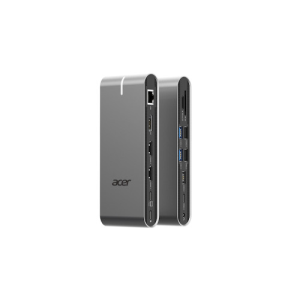 Acer HP.DSCAB.022 base para portátil y replicador de puertos Alámbrico USB 3.2 Gen 1 (3.1 Gen 1) Type-C Plata