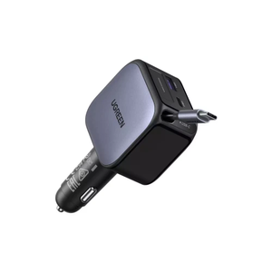UGREEN 90W 2C1A FAST CAR CHARGER WITH RETRACTABLE USB-C CABLE