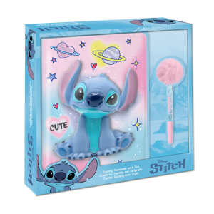 Cuaderno Squshy boligrafo pompom Stitch Disney