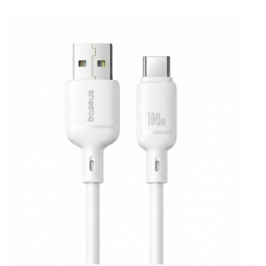 OS-BASEUS SILKY FAST CHARGING DATA CABLE USB-A TO USB-C 3A 2M MOON WHITE