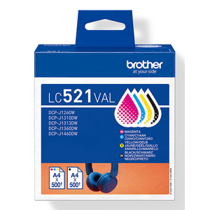Brother LC521VAL cartucho de tinta 4 pieza(s) Original Negro, Cian, Magenta, Amarillo
