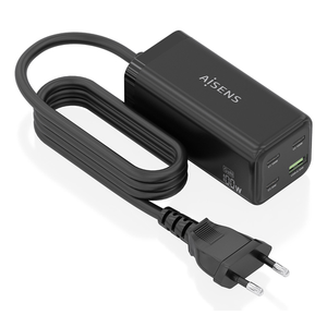 AISENS Cargador Sobremesa GaN 100W, 3x USB-C PD3.0 QC4.0 QC5.0, 1x USB-A QC3.0, Negro