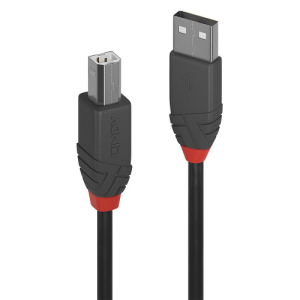 Lindy 36671 cable USB USB 2.0 0,5 m USB A USB B 0,48 Gbit/s Negro, Gris