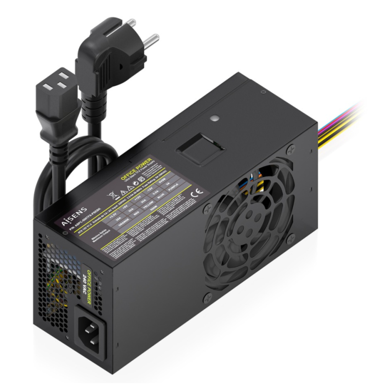 AISENS Fuente Alimentacion TFX 500W con Cable de Alimentacion OEM, Negra