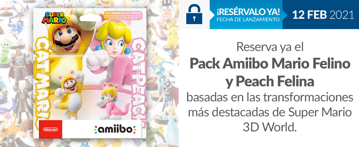 PACK AMIIBO MARIO FELINO Y PEACH FELINA