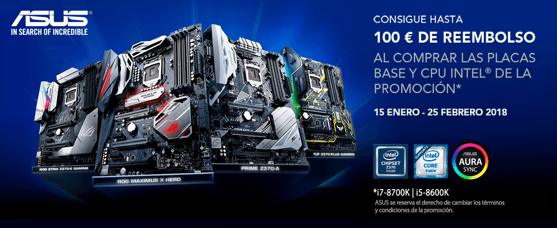 Consigue hasta 100€ de reembolso con Asus Consigue hasta 100€ de reembolso con Asus