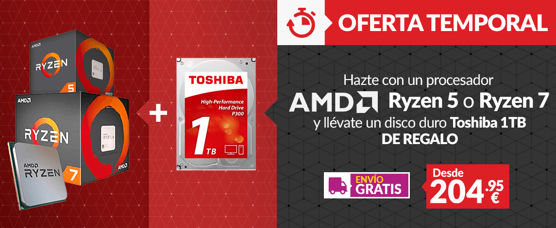 ¡Llévate un disco duro Toshiba 1TB con CPU Ryzen! ¡Llévate un disco duro Toshiba 1TB con CPU Ryzen!