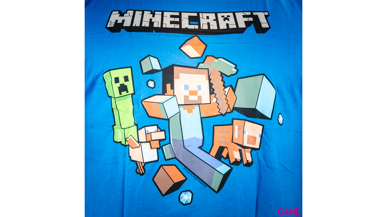Camiseta Minecraft Runaway Azul Talla  M-2