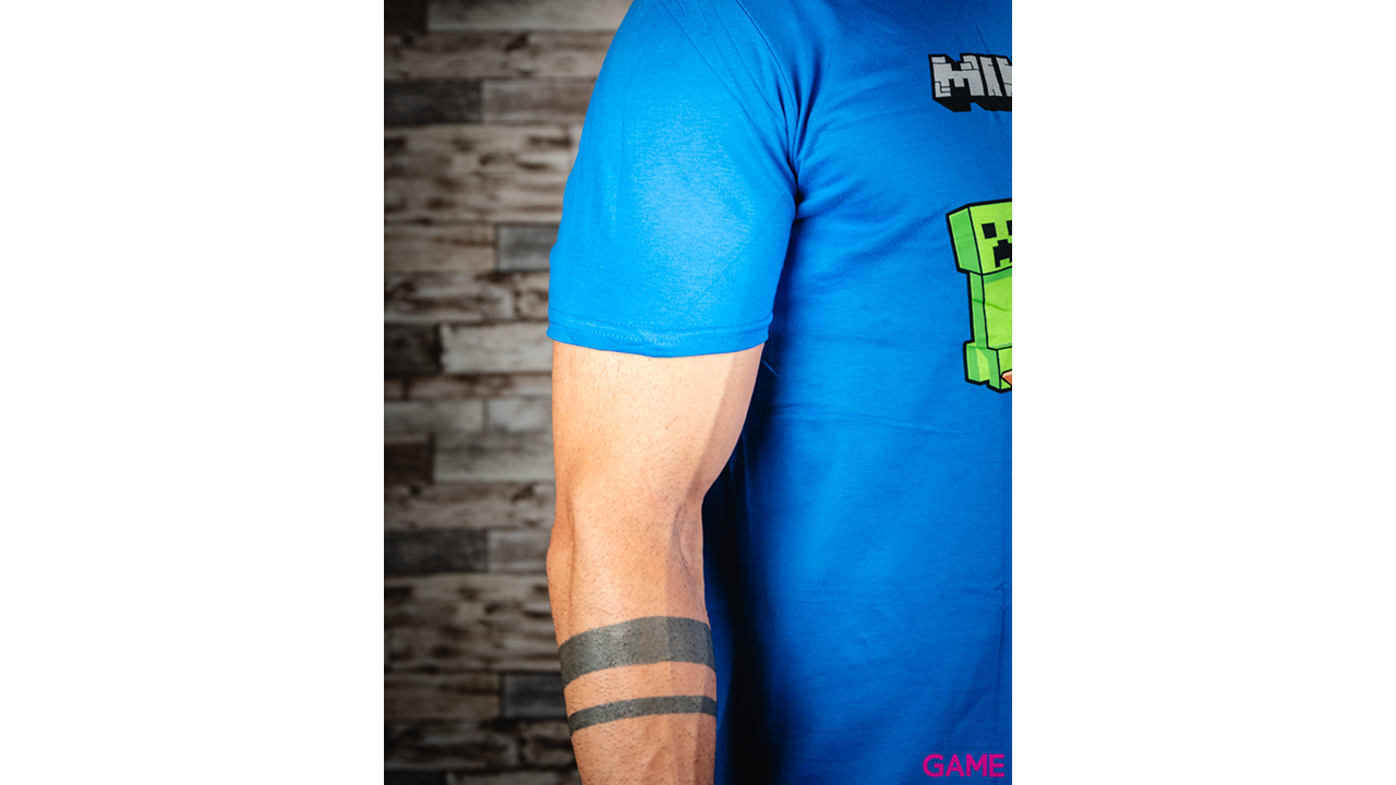 Camiseta Minecraft Runaway Azul Talla  M-3