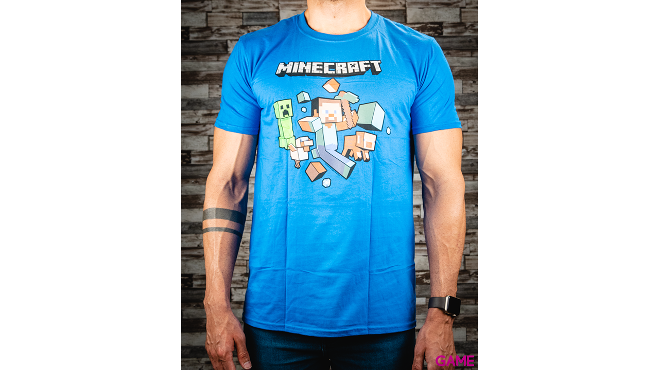 Camiseta Minecraft Runaway Azul Talla L-0
