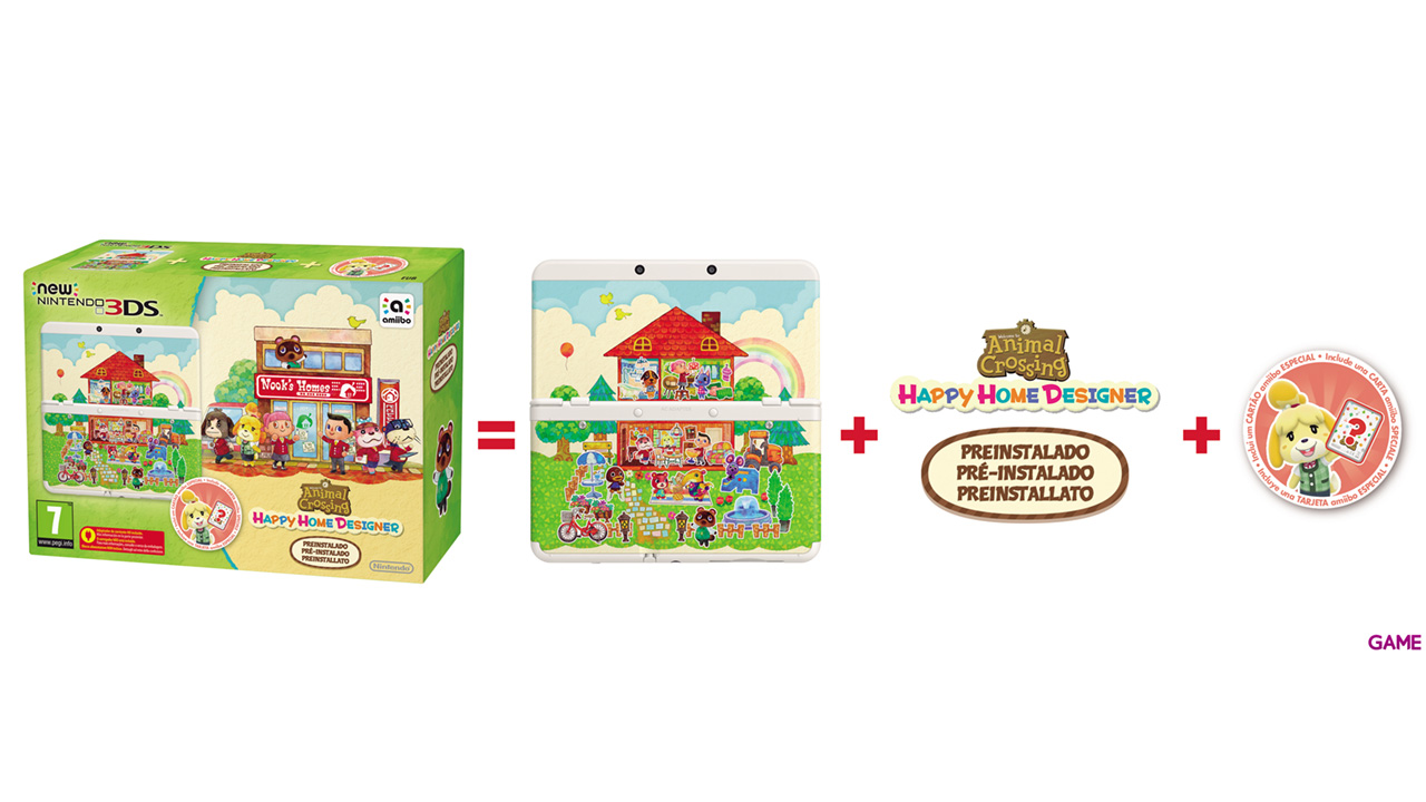 New Nintendo 3DS Blanco + Animal Crossing Happy Home Designer Preinstalado-9
