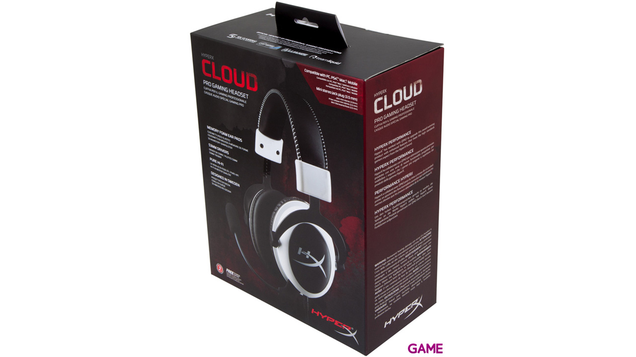 HyperX Cloud Blanco PC-PS4-PS5-XBOX-SWITCH-MOVIL - Auriculares Gaming-2