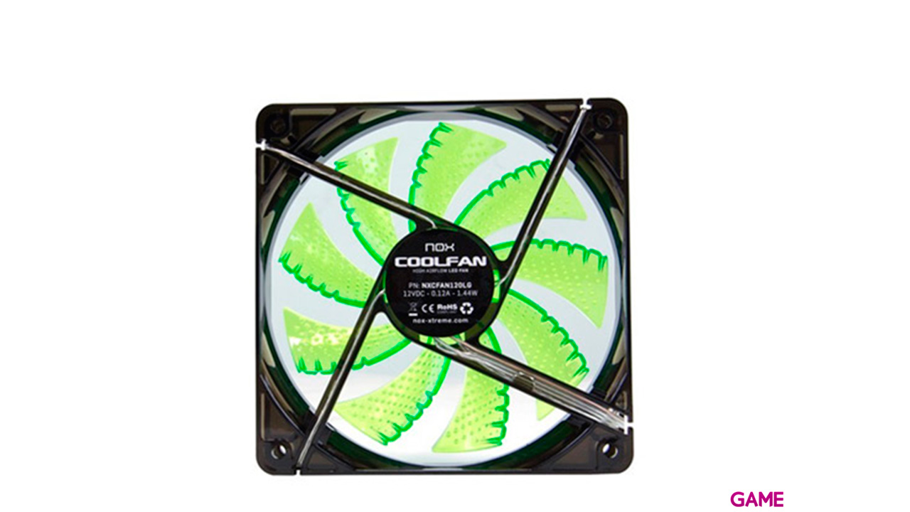 NOX Coolfan 120 LED Ventilador 12 cm Negro, Verde-1