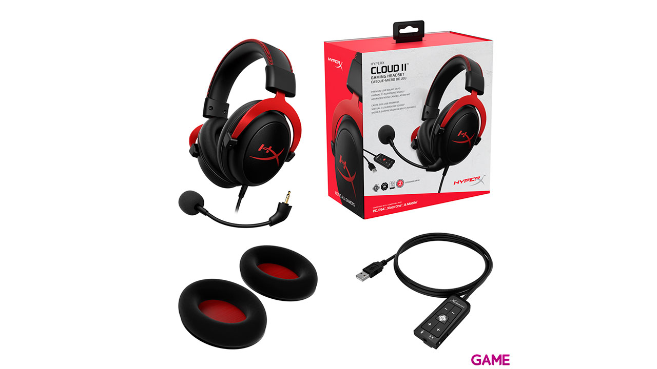 HyperX Cloud II Rojo 7.1 PC-PS4-PS5-XBOX-SWITCH-MOVIL - Auriculares Gaming-6