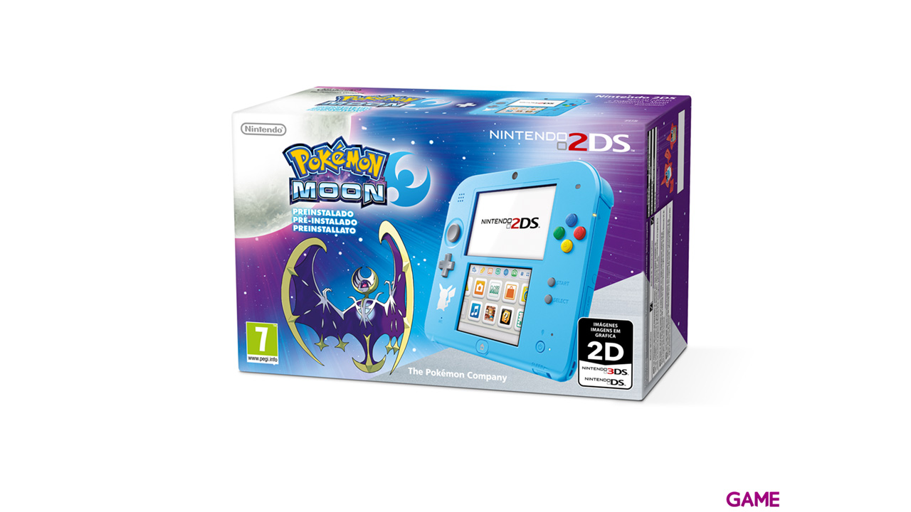 Nintendo 2DS Azul + Pokemon Luna (Preinstalado)-0