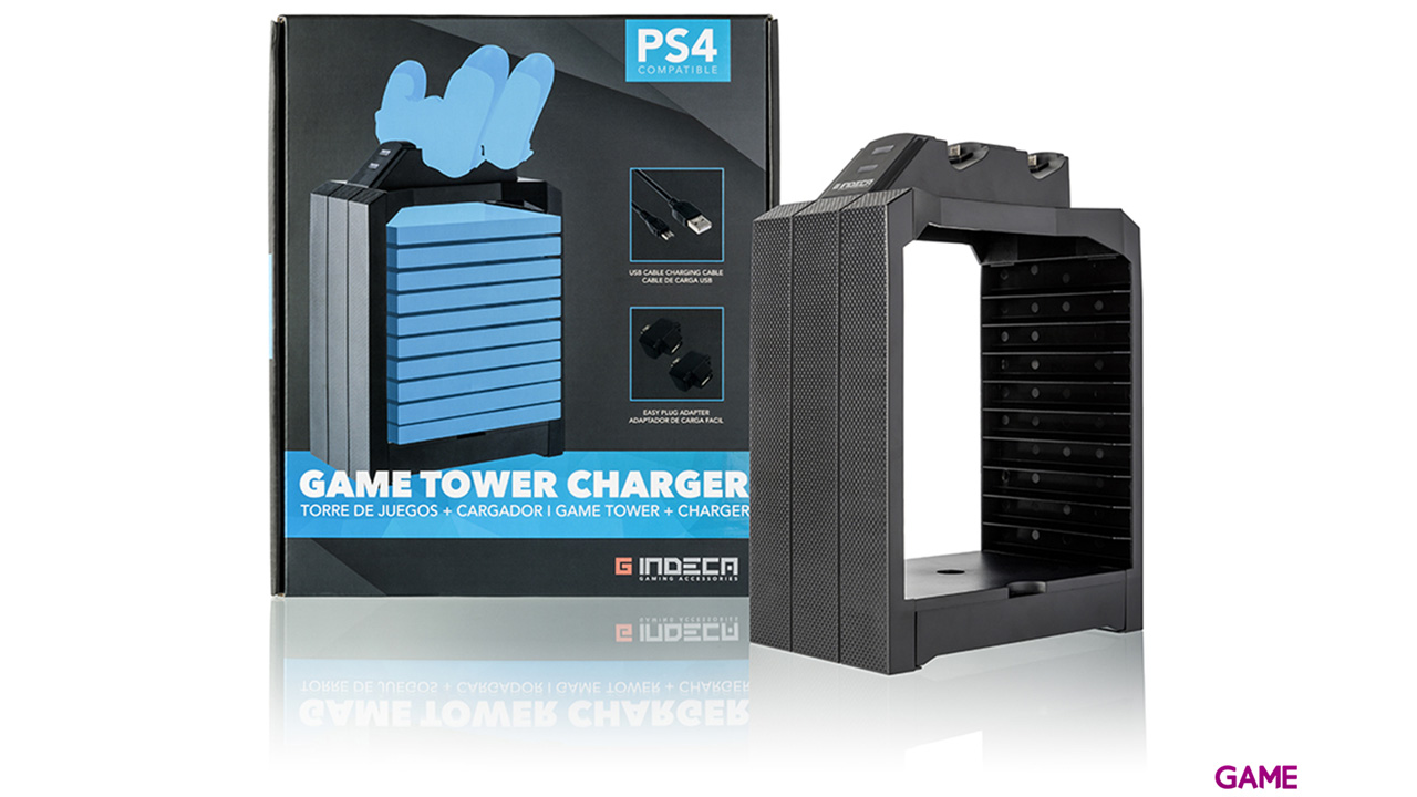 Torre de juegos + Cargador mando PS4 Indeca-0