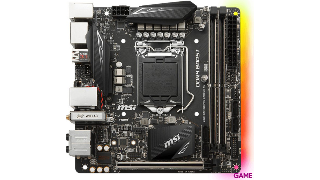 MSI Z370i Gaming Pro Carbon AC Mini ITX LGA1151 - Placa Base-1
