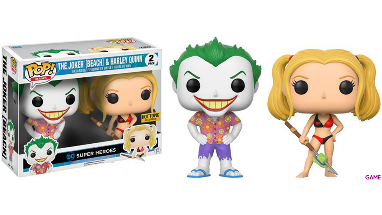 Pack de 2 Figuras POP DC: Beach Joker & Harley Ed. Limitada-0