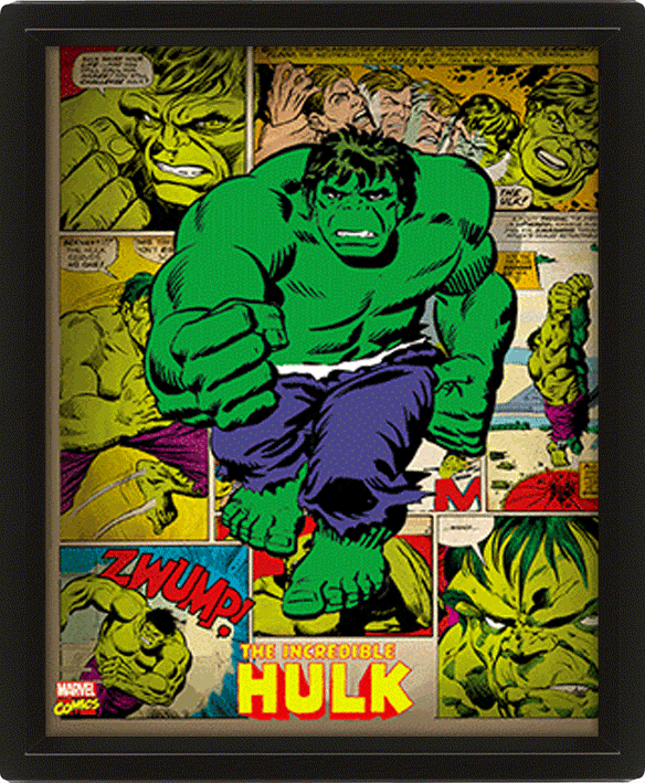 Cuadro 3D Marvel: Hulk Retro-0