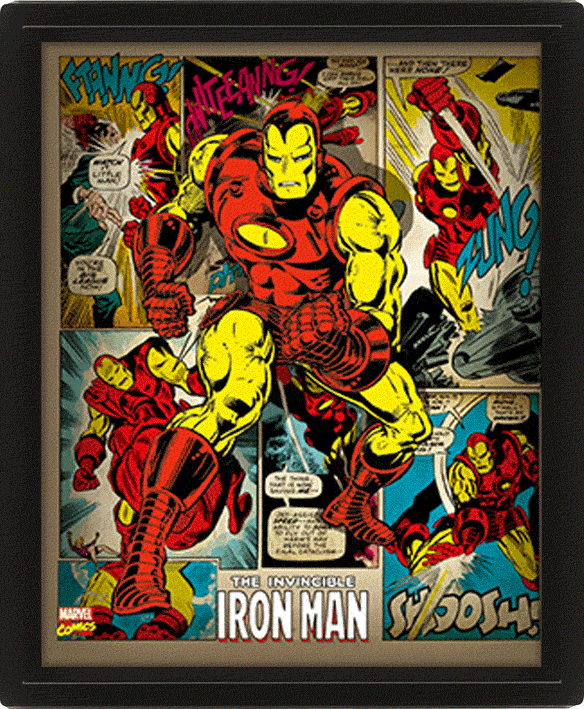 Cuadro 3D Marvel: Iron Man Retro-0