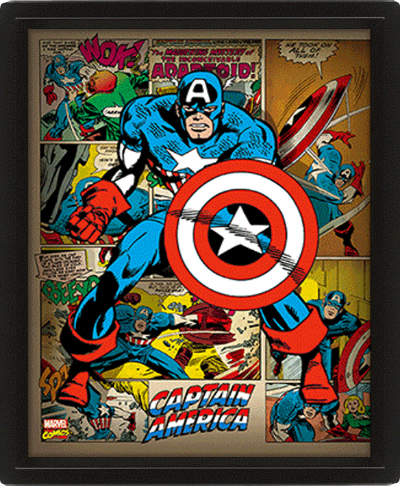 Cuadro 3D Marvel: Capitán América Retro-0