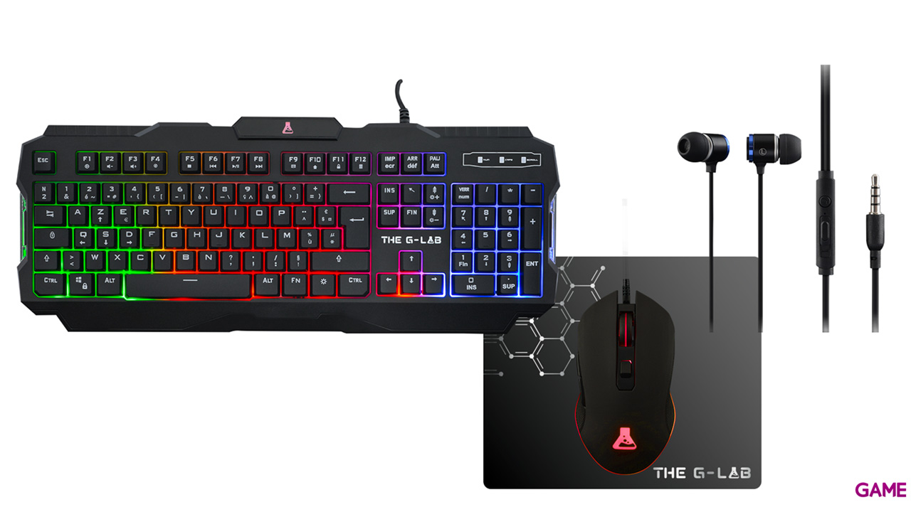 The G-Lab Combo Helium Teclado+Ratón+Alfombrilla+Auriculares LED Multicolor - Pack Gaming-0