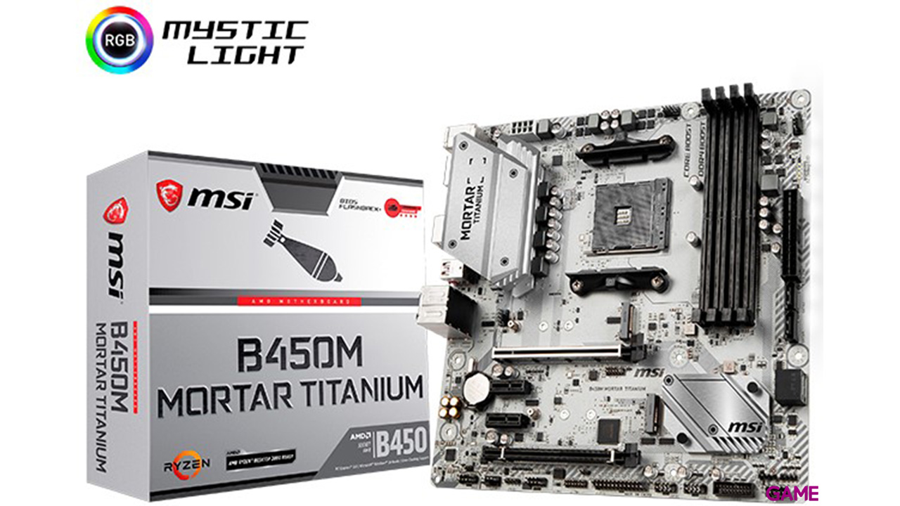 MSI B450M Mortar Titanium Micro ATX AM4 - Placa Base-0