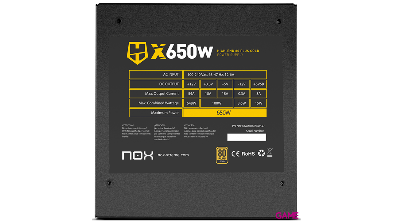 Nox Hummer X 650W 80+ Gold Full-Modular - Fuente Alimentacion-2