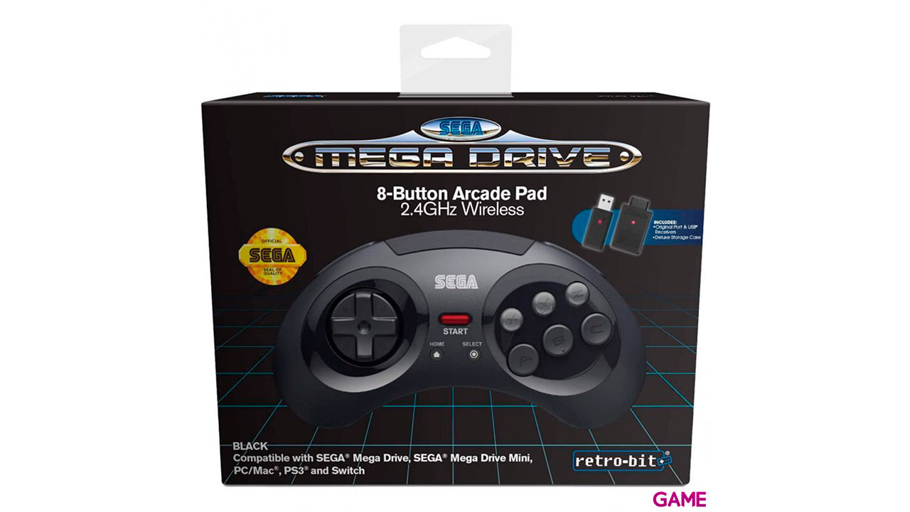 Mando Oficial Mega Drive Mini 8 Botones Arcade Pad 2.4 GHz Wireless-3