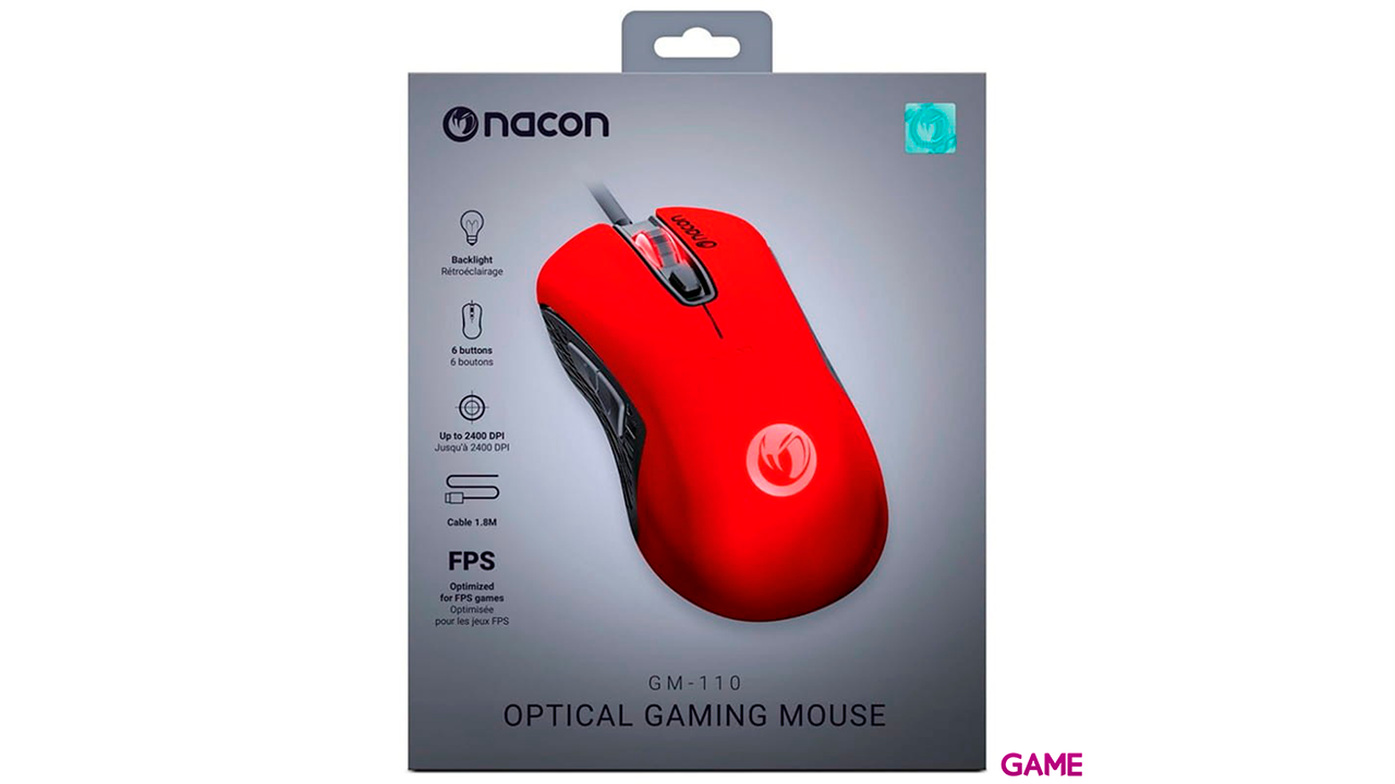 NACON GM-110 Rojo 2400 DPI LED ROJO - Ratón Gaming-4
