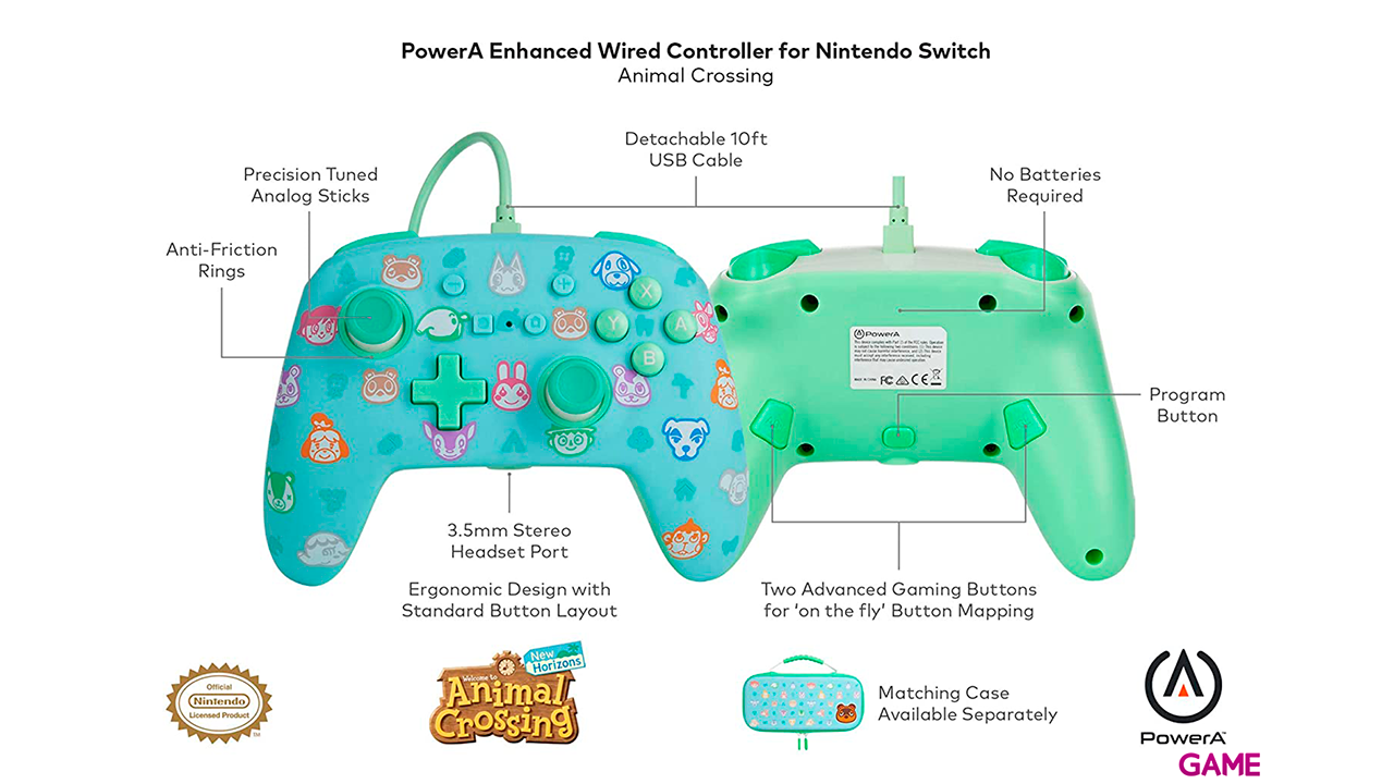 Controller con Cable PowerA Animal Crossing -Licencia oficial--5