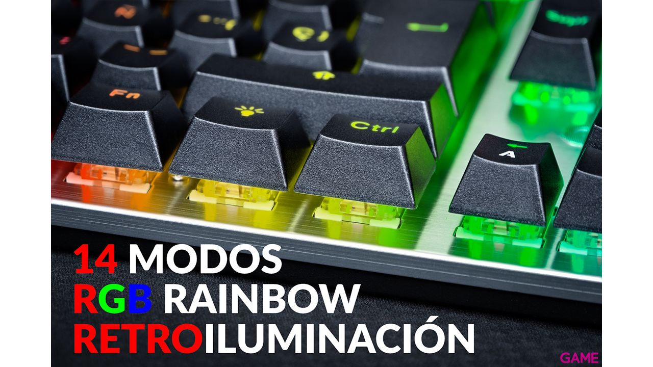 GAME KX522 TKL Aluminum Silver Edition Full-RGB Red Switch - Teclado Gaming Mecánico-0