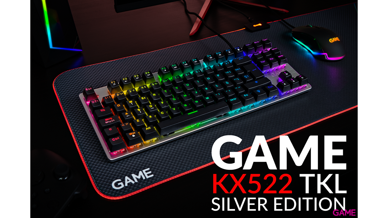 GAME KX522 TKL Aluminum Silver Edition Full-RGB Red Switch - Teclado Gaming Mecánico-3